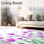 Whimsical Purple Floral Meadow Pattern Rug