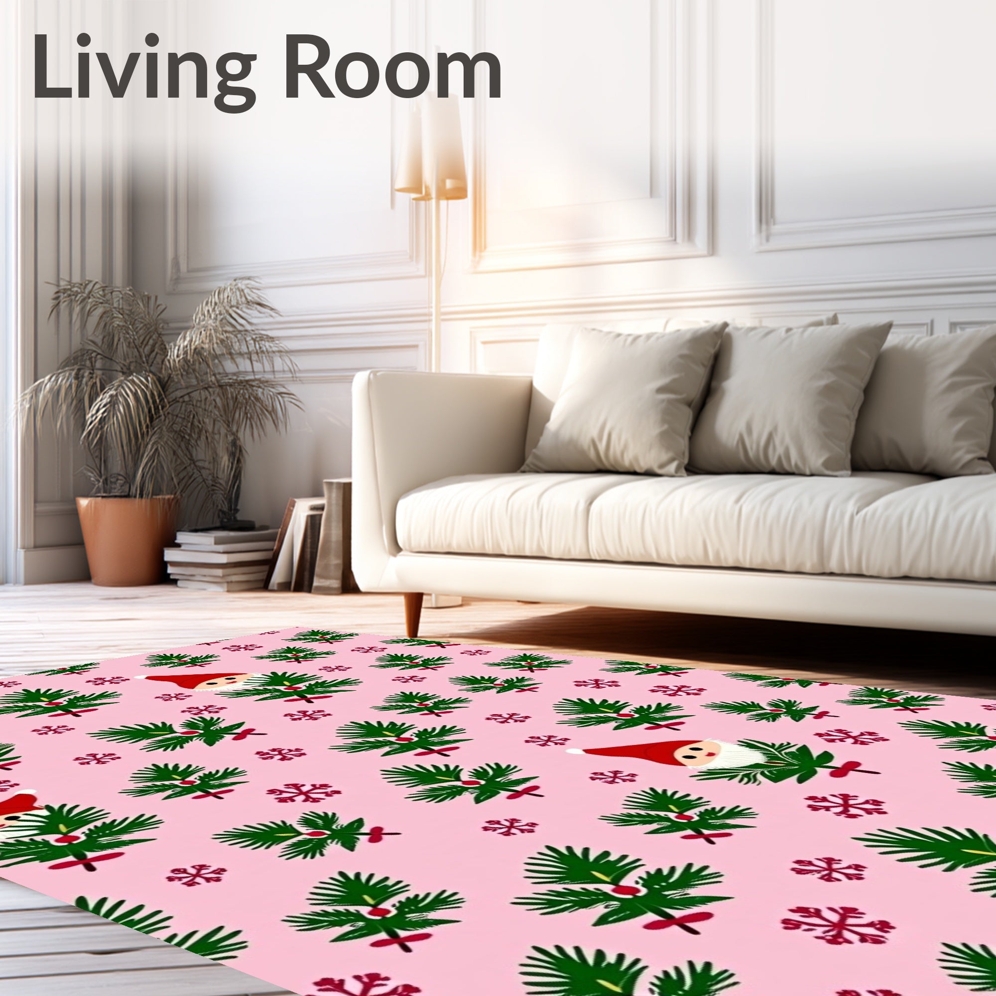 Jolly Santa Christmas Tree Pattern Rug