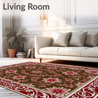 Floral Vine Pattern With Decorative Border Rug