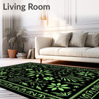 Lime Green Floral Vine Garden Rug