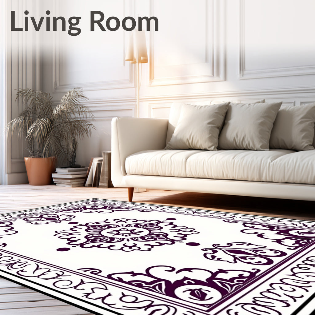 Ornate Floral Tile Pattern Rug