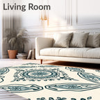 Vintage Teal Floral Mandala Pattern Rug