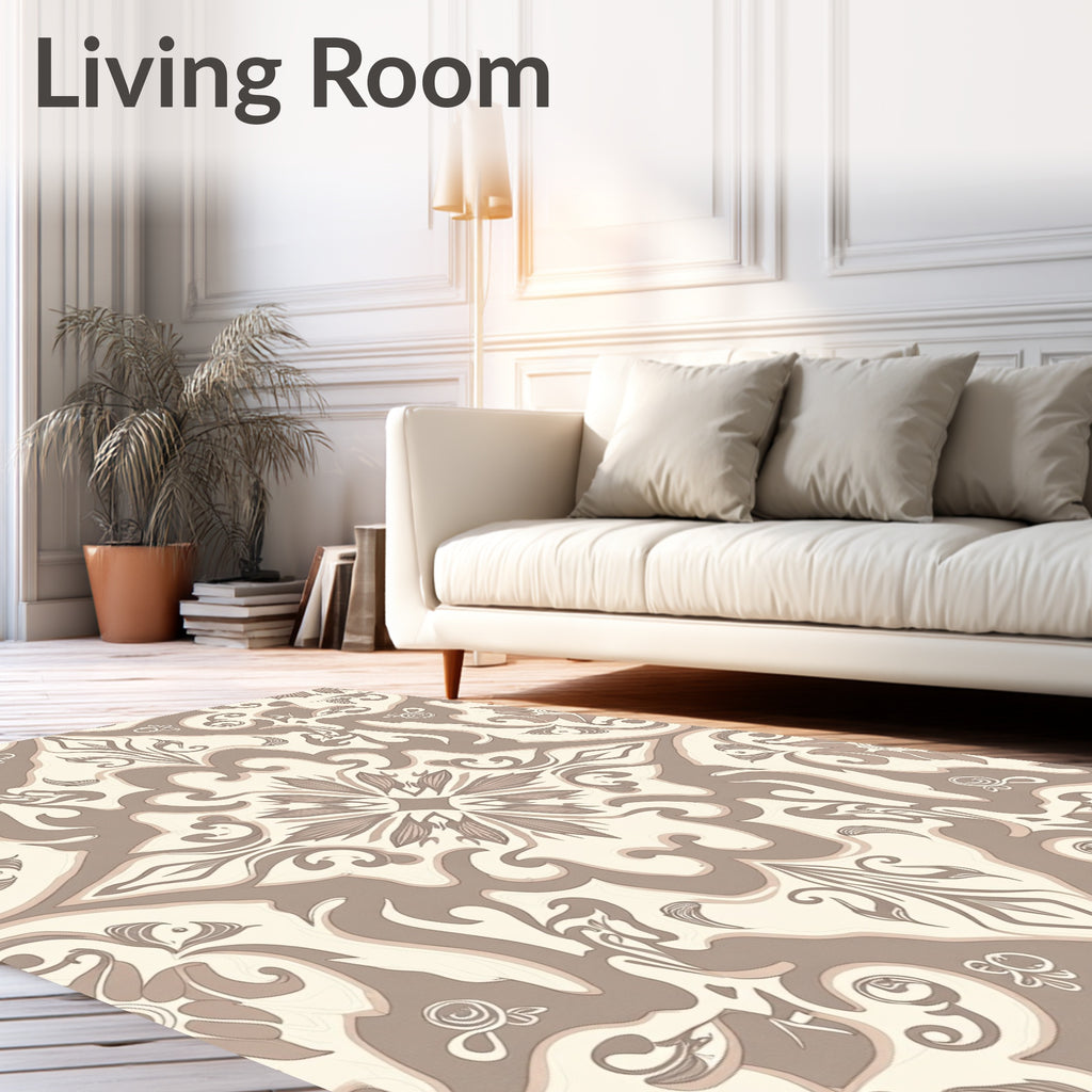 Classic Damask Inspired Floral Pattern Rug