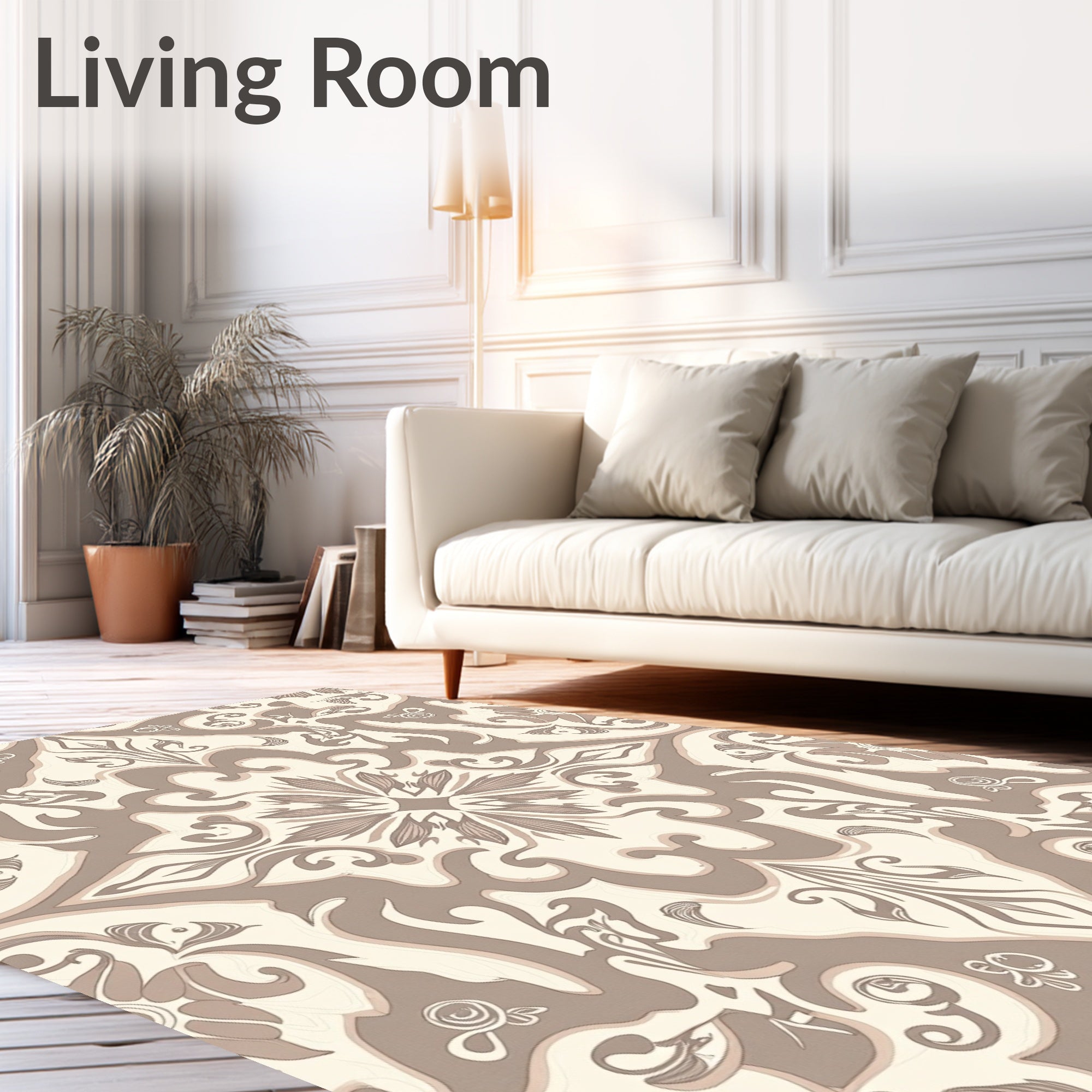 Classic Damask Inspired Floral Pattern Rug