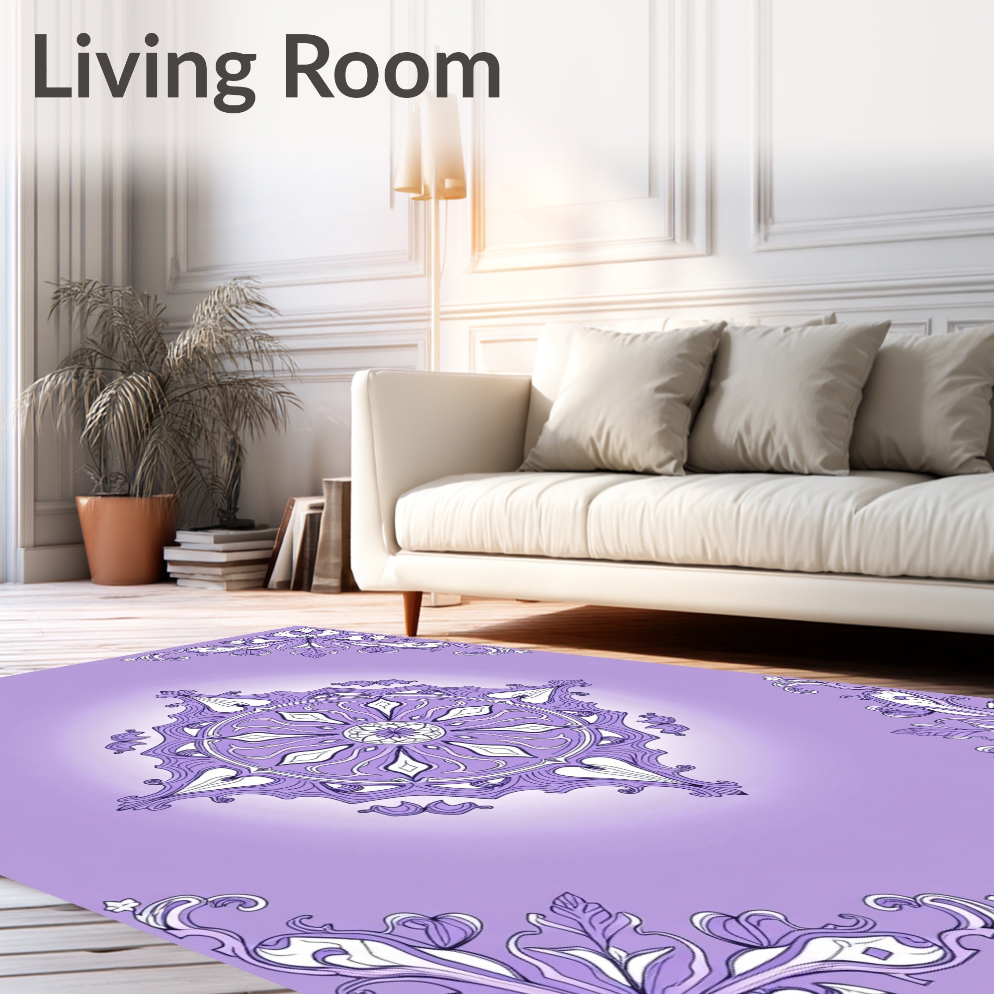 Mandala Pattern Floral Filigree Design Rug