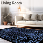 Intricate Blue Floral Hexagonal Design Rug