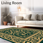 Elegant Floral Scroll Border Design Rug