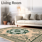 Ornate Floral Mandala Border Design Rug
