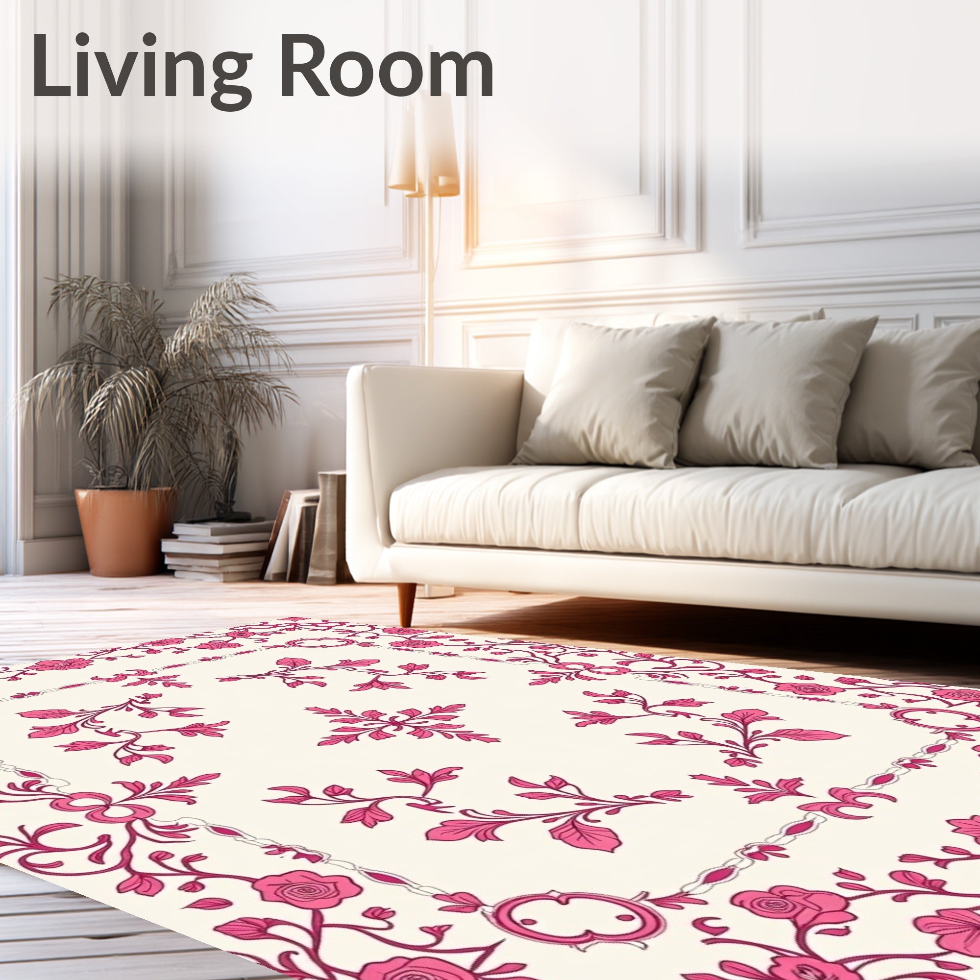 Pink Blossom Floral Vines Rug
