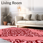 Ornate Damask Floral Rococo Design Rug