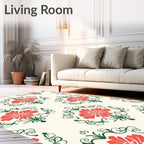 Coral Flower Damask Pattern Rug