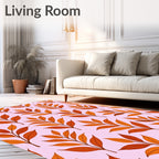 Autumn Leaf Pattern On Pink Rug