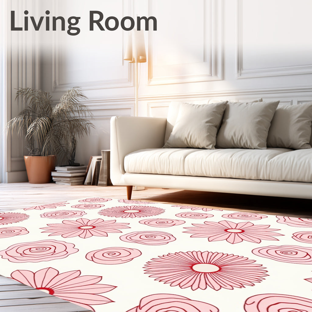 Pink Floral Delightful Pattern Rug