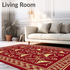 Red Yellow Bell Floral Swirls Rug