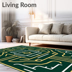 Geometric Maze And Lines Pattern Rug