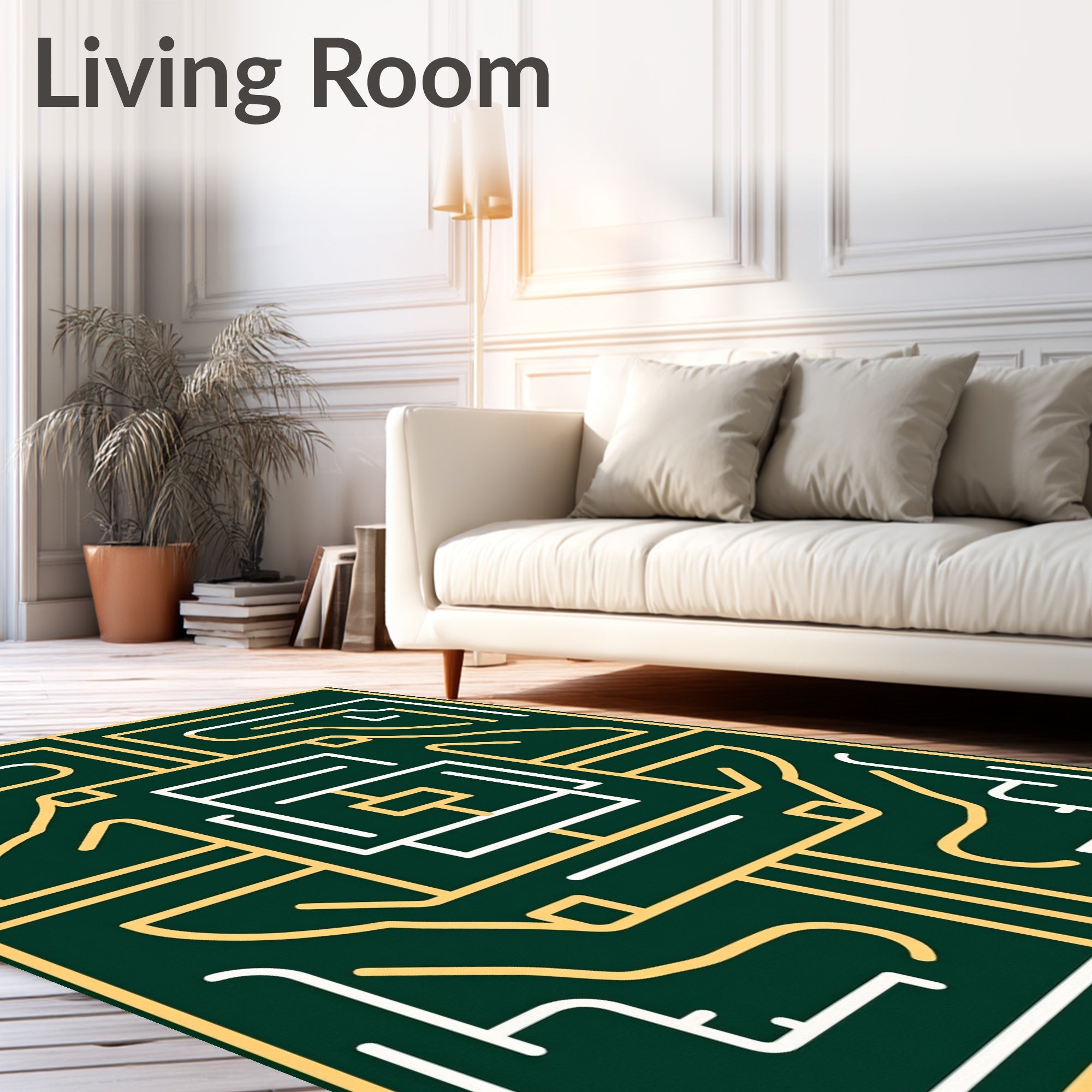 Geometric Maze And Lines Pattern Rug