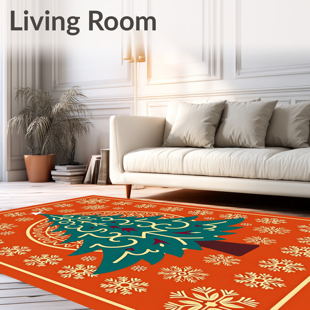 Festive Tree Snowflake Pattern Rug