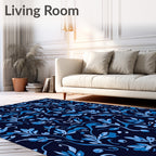 Blue Floral Vine Pattern Rug