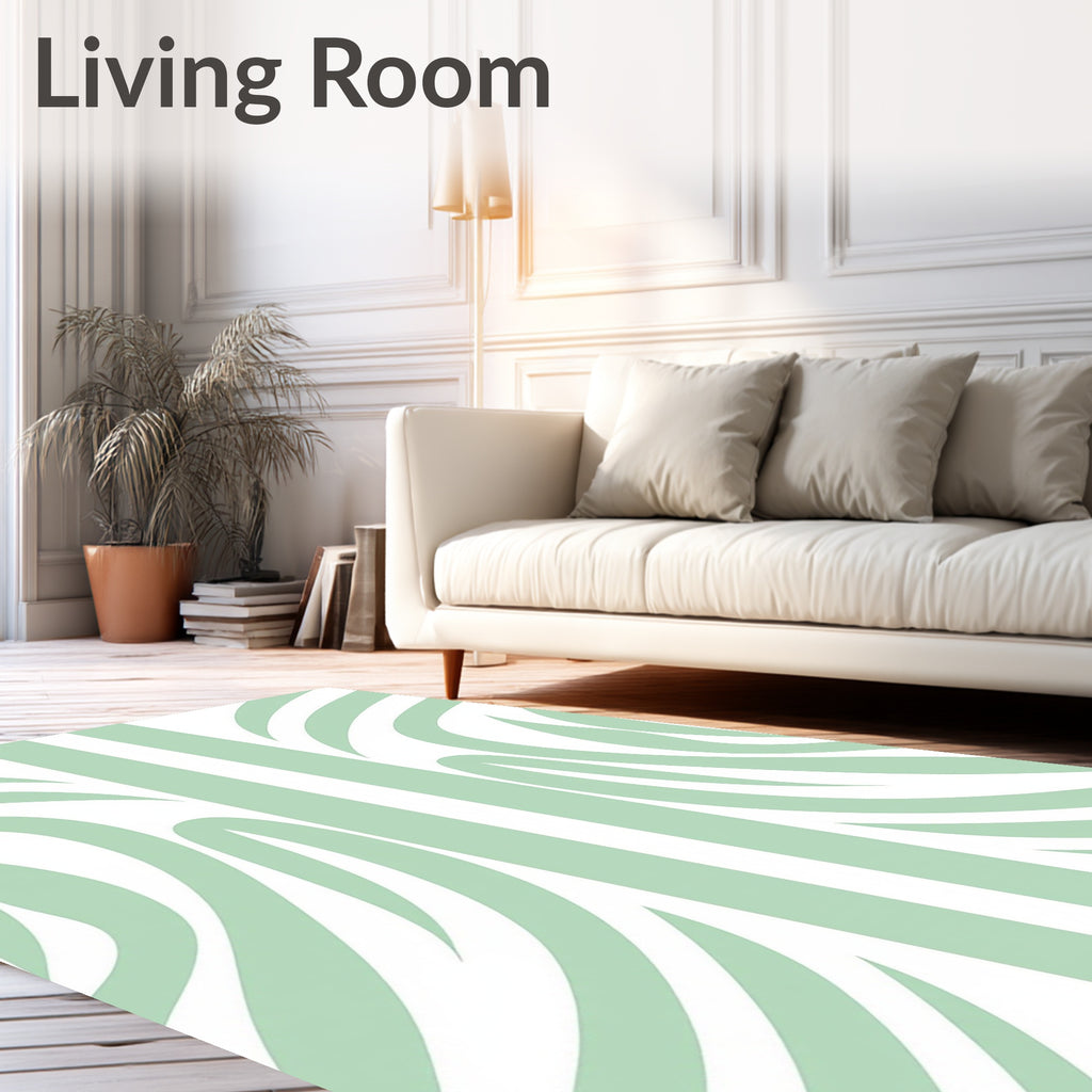 Soft Sage Abstract Stripe Motif Rug