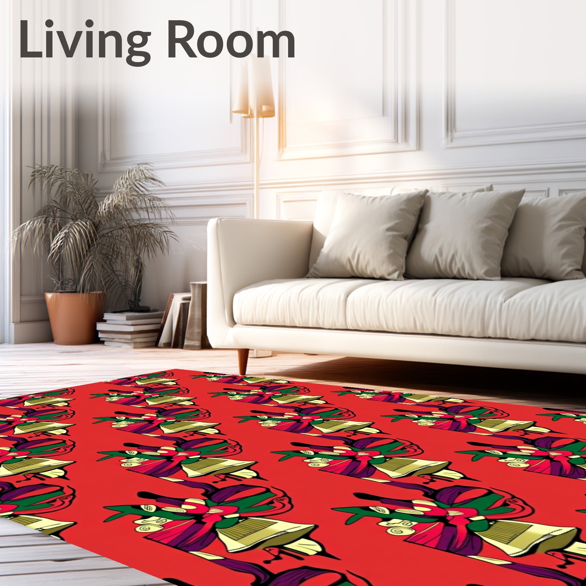 Festive Bell Ribbon Pattern Design Rug
