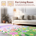 Whimsical Rainbow Floral Meadow Design Rug