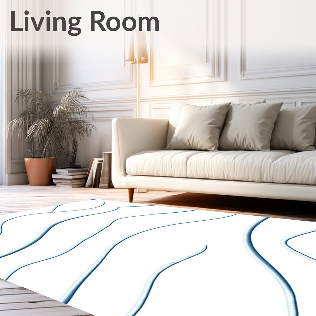 Wavy Blue Abstract Lines Rug
