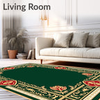 Ornate Floral Geometric Border Design Rug