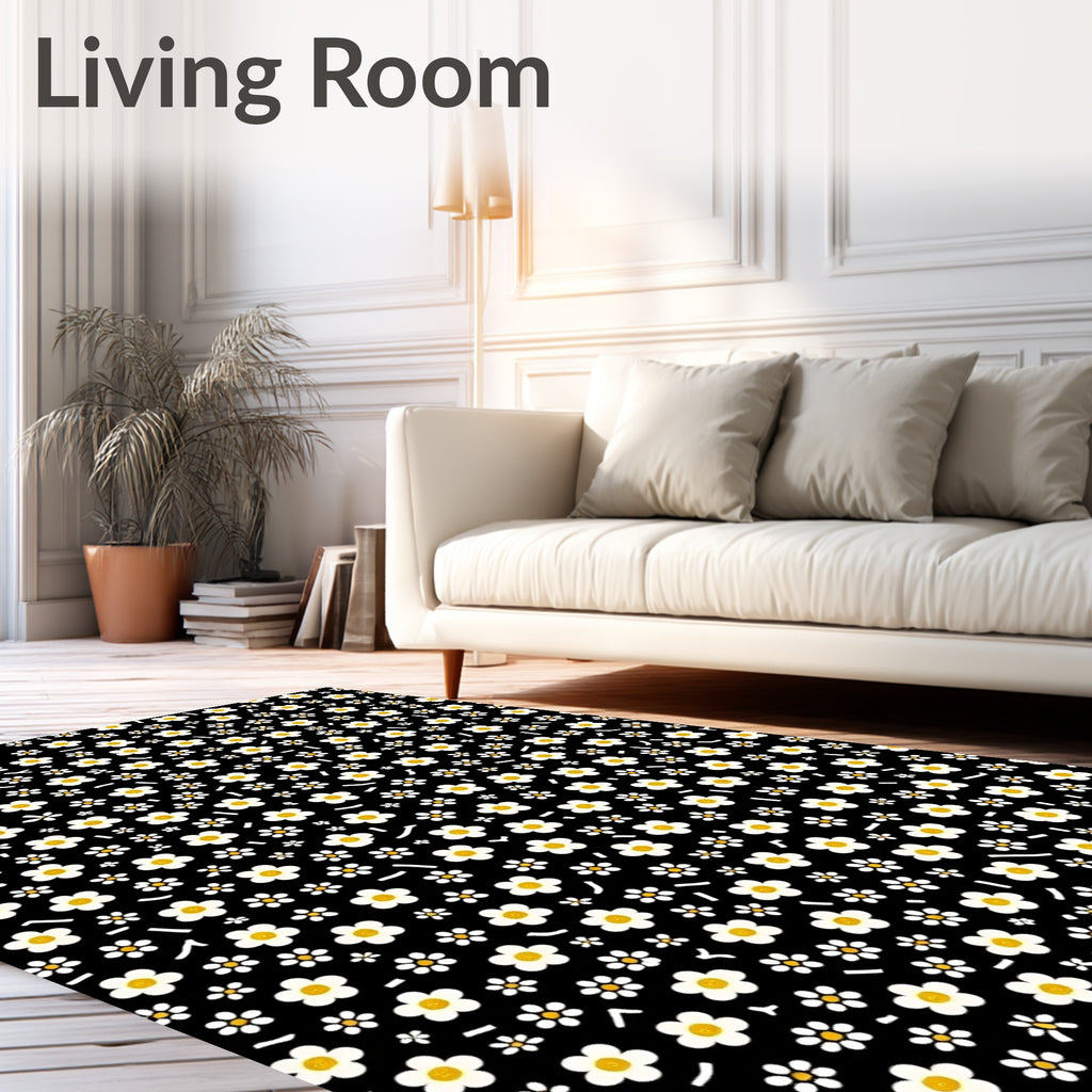 Dainty White Floral Pattern Design Rug