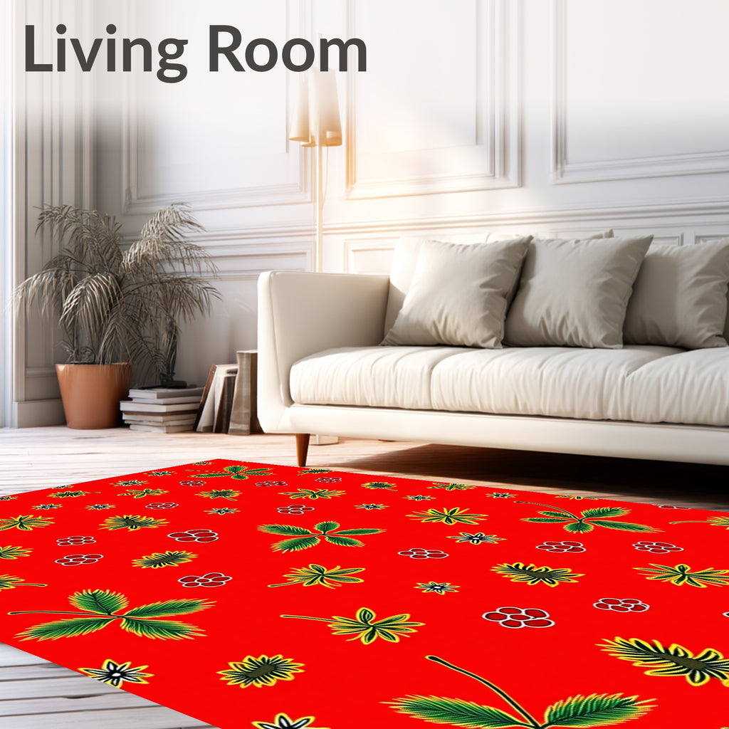 Red Strawberry Bloom Pattern Rug