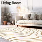 Earth Tone Wavy Stripe Pattern Rug