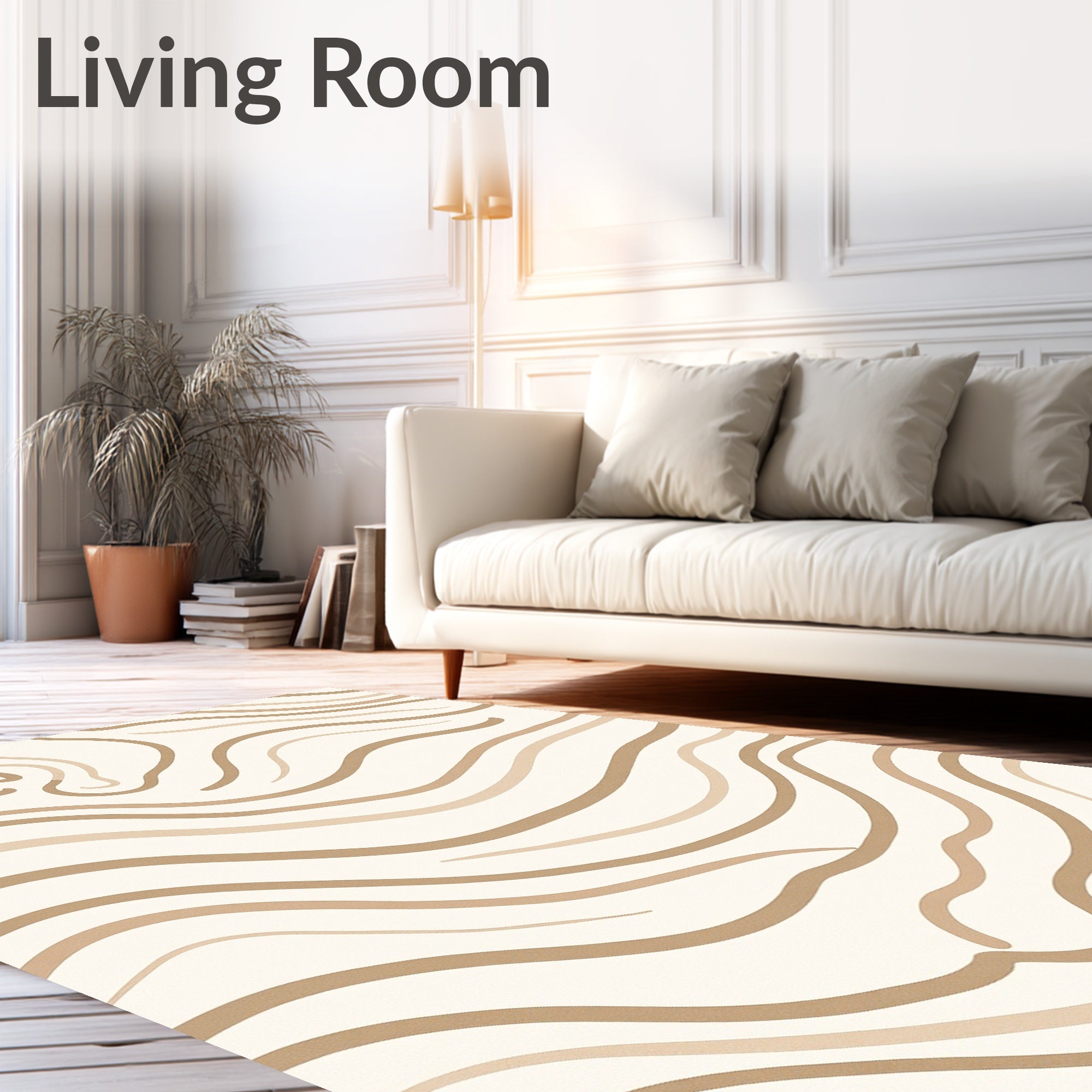 Earth Tone Wavy Stripe Pattern Rug
