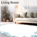 Cool Blue Celestial Snowflakes Border Rug