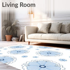 Delicate Blue Floral Pattern Design Rug