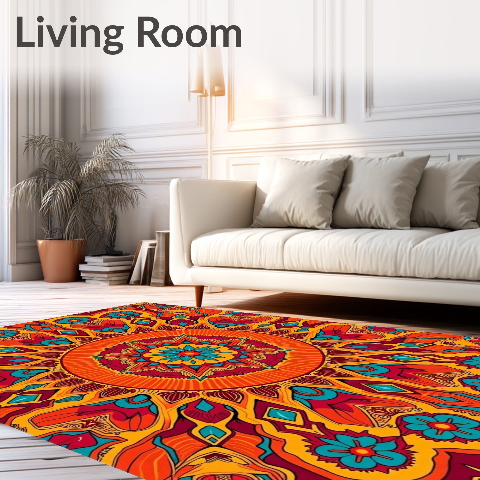Vibrant Abstract Mandala Pattern Rug
