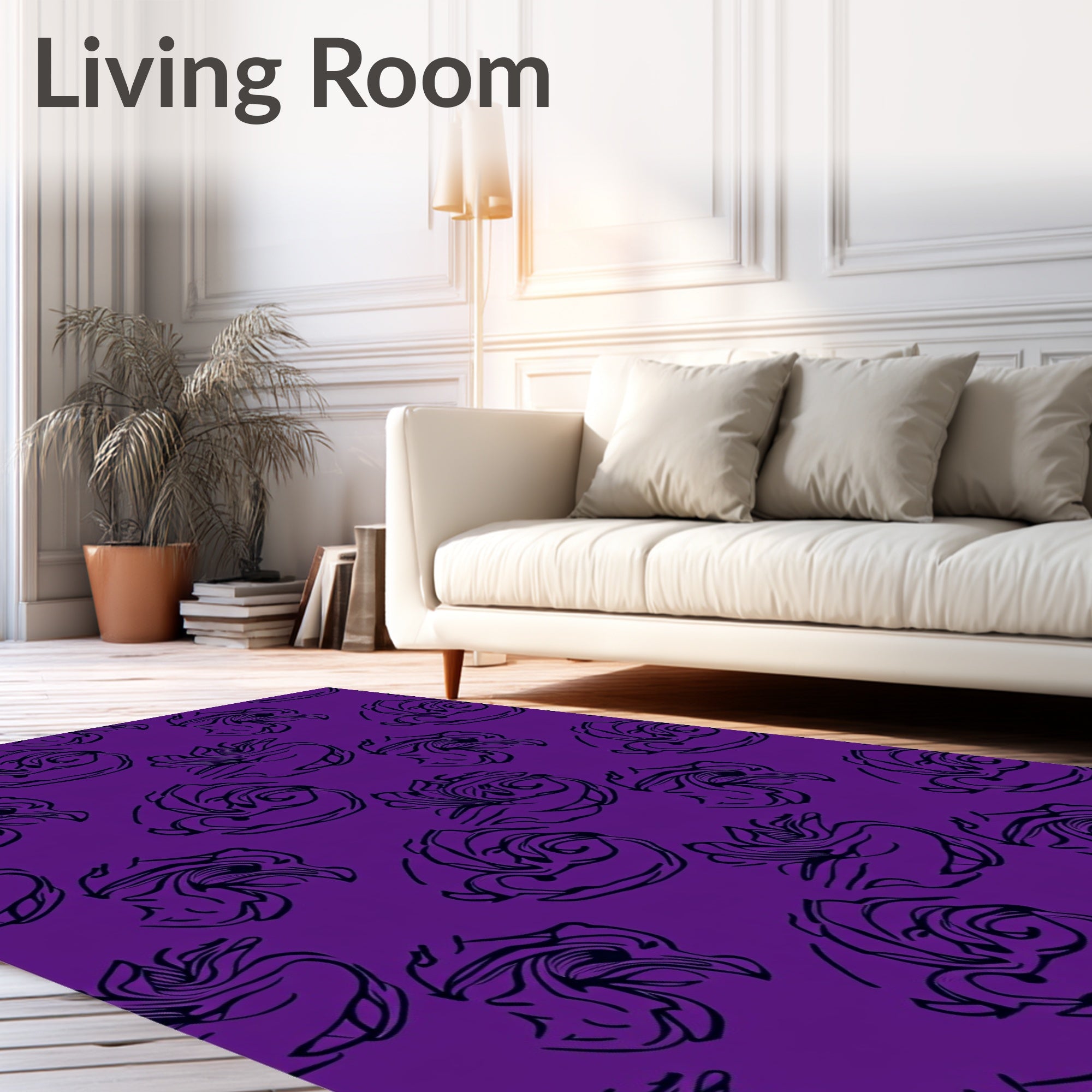 Bold Floral Sketch Purple Rug
