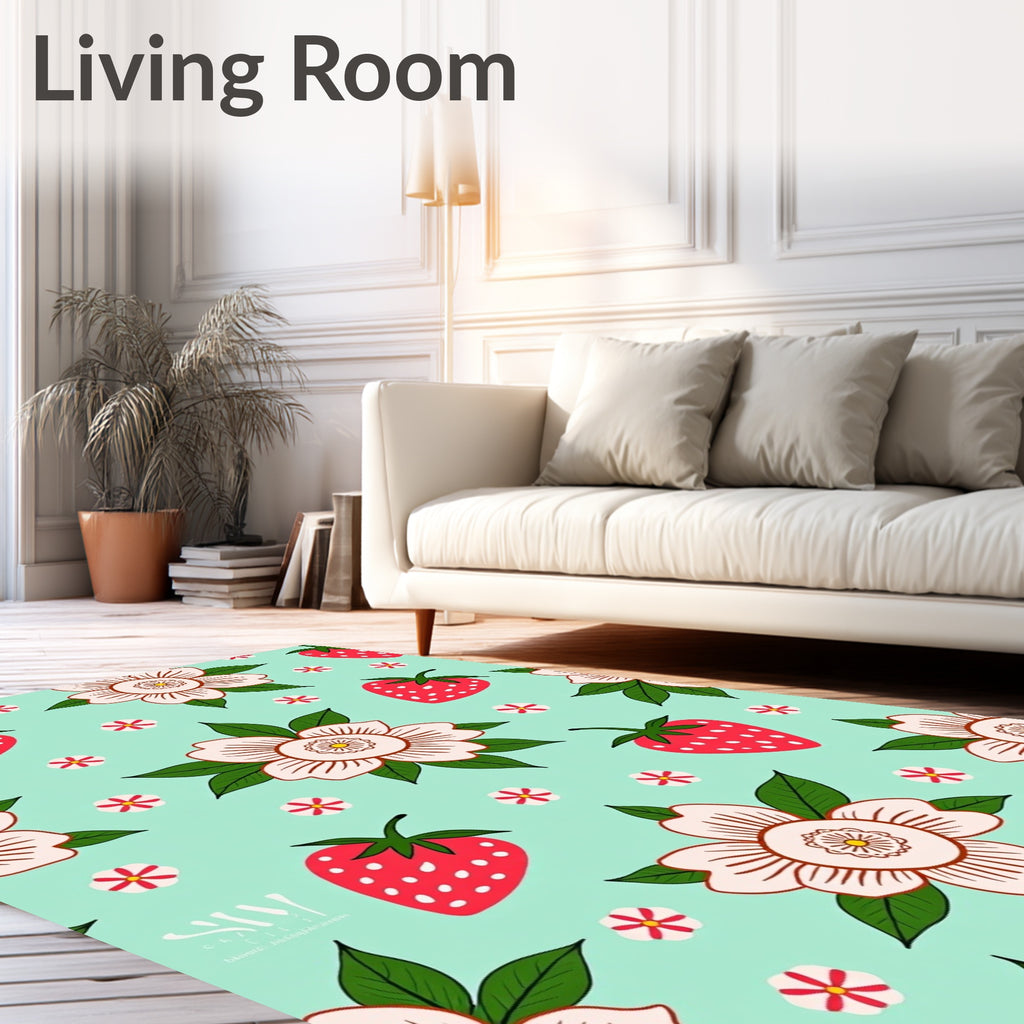Strawberry and Daisy Pattern Design Rug