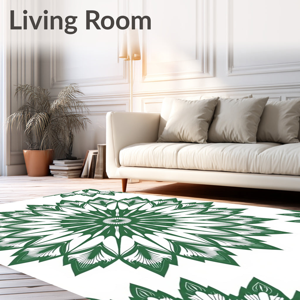 Intricate Radial Leaf Pattern Design Rug