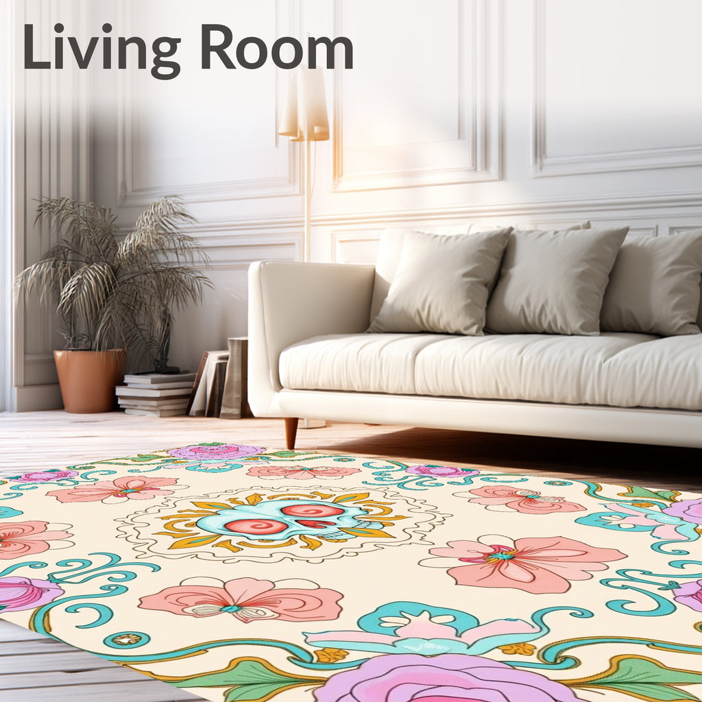 Floral Skull Art Nouveau Rug