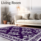 Elegant White Damask Pattern Rug