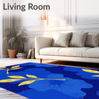 Royal Blue And Gold Floral Pattern Rug