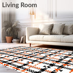 Bold Plaid Geometric Orange Pattern Rug