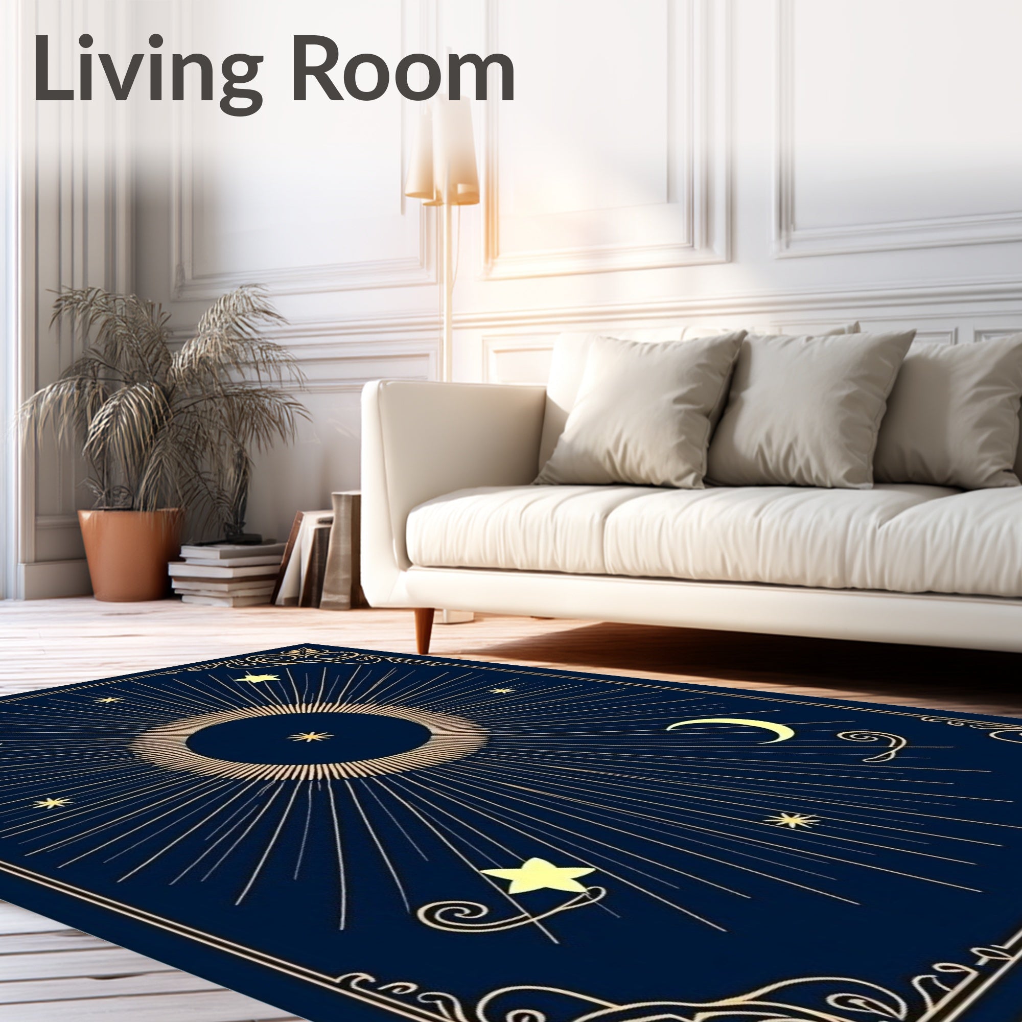 Celestial Sun Moon Star Pattern Rug