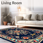 Vintage Floral Medallion Border Design Rug