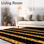 Vertical Stripes With Floral Motifs Design Rug