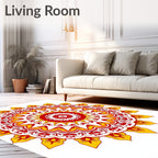 Radiant Red Yellow Mandala Pattern Rug