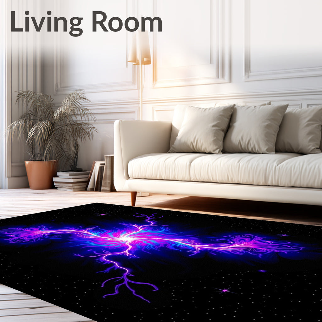 Cosmic Neon Floral Swirl Rug
