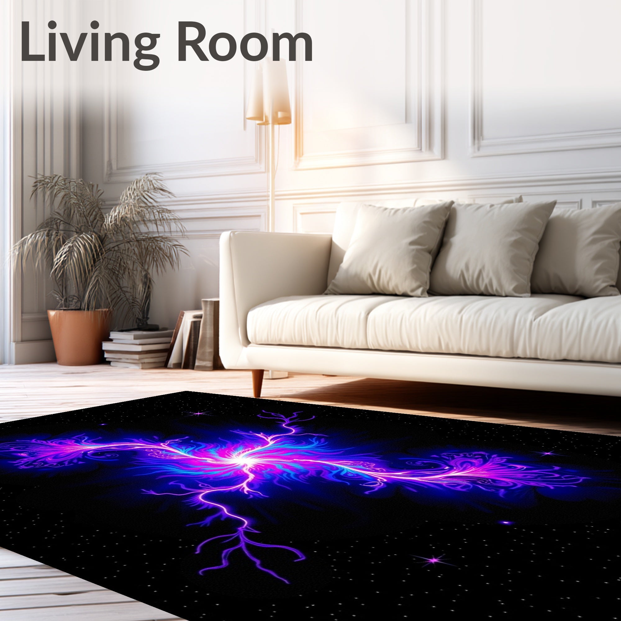 Cosmic Neon Floral Swirl Rug