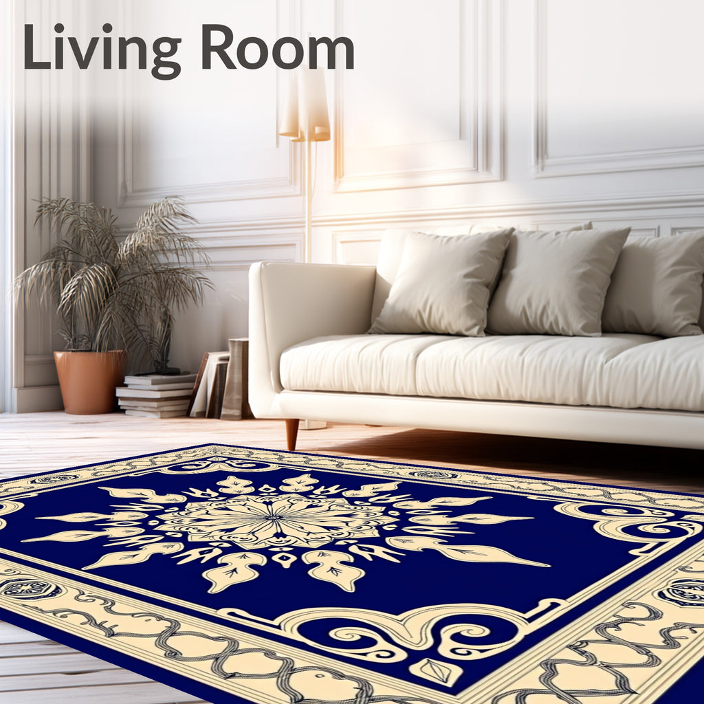 Intricate Floral Medallion Border Design Rug