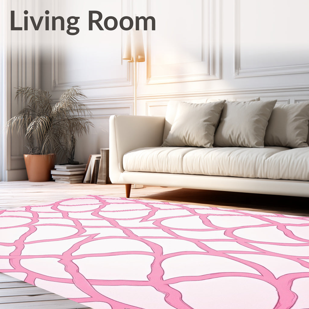 Abstract Pink Woven Geometric Design Rug