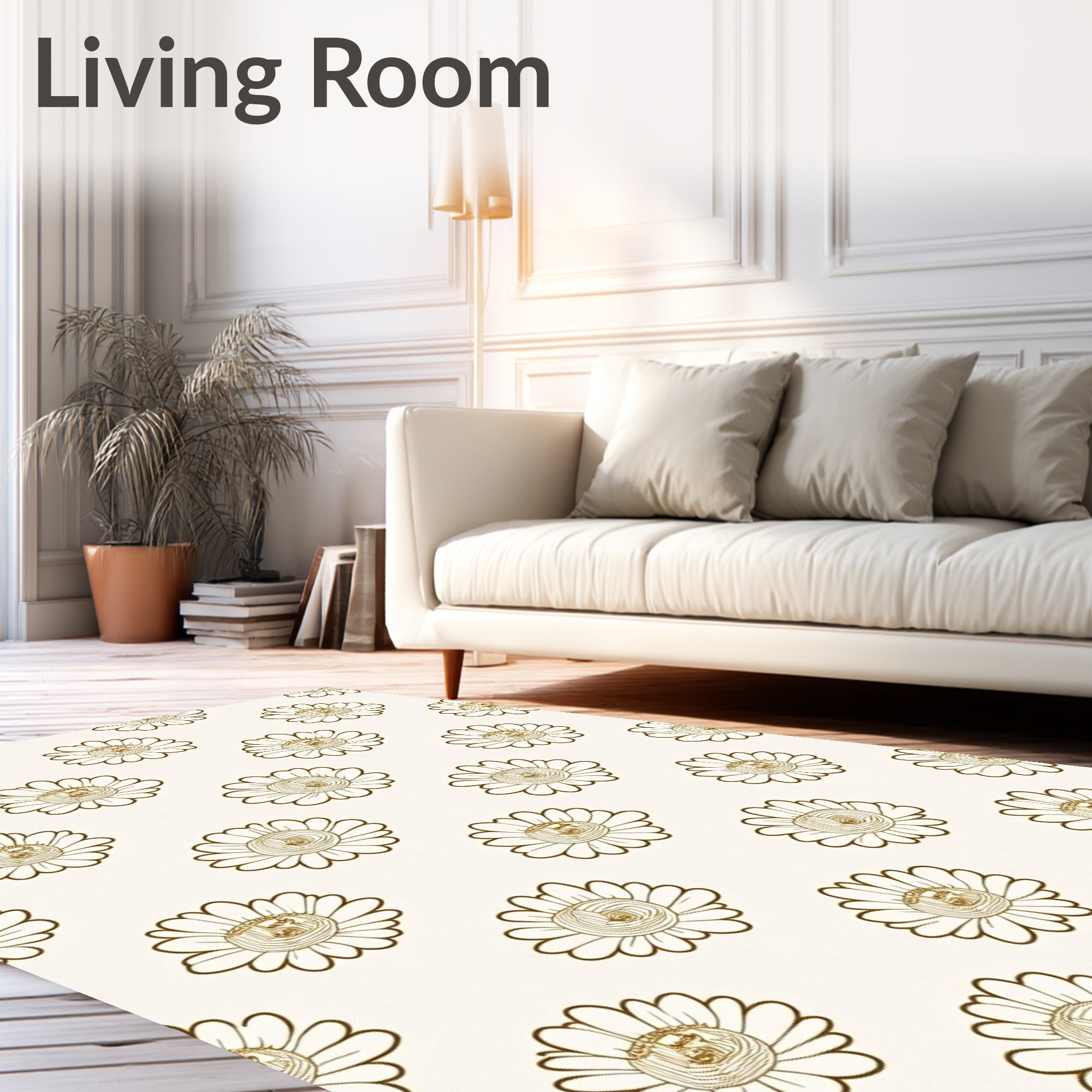 Floral Dahlia Outline Pattern Rug